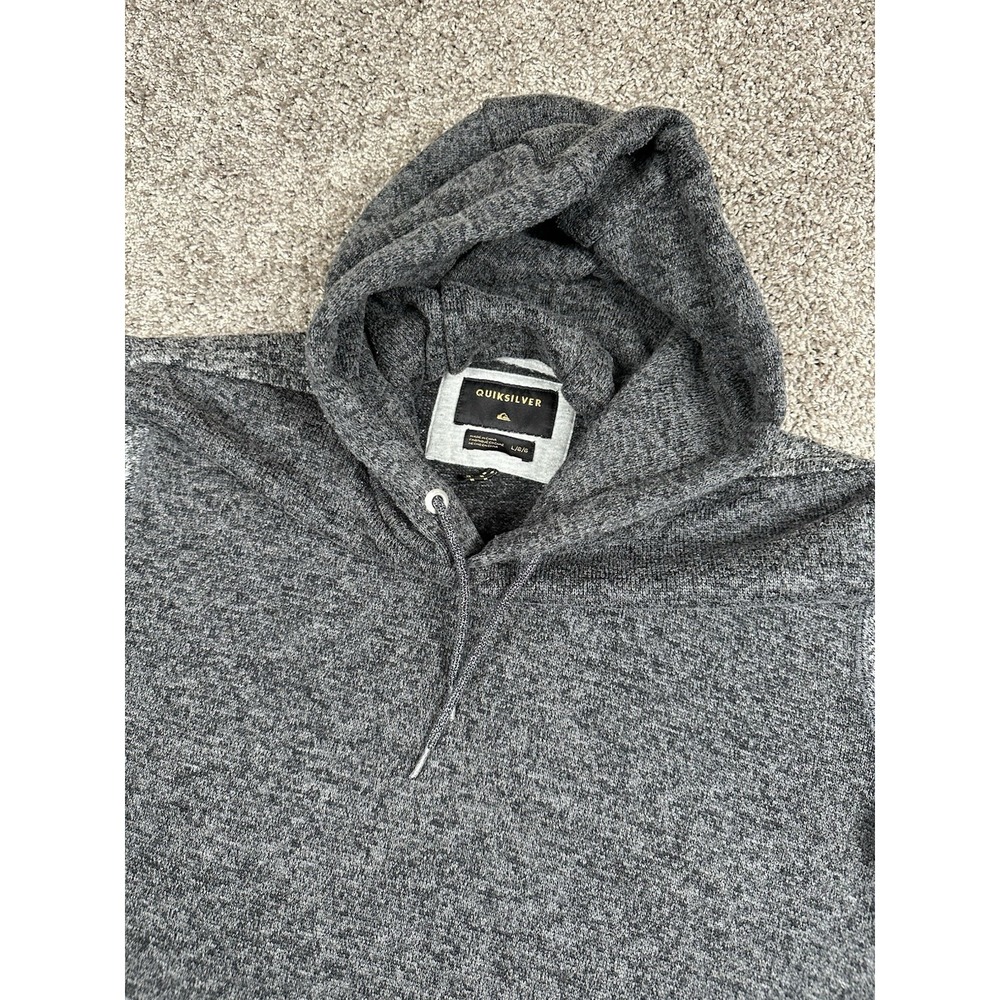 Quiksilver Hoodie L Gray‎ Knit Pullover Kangaroo Pocket Surf Skater Streetwear